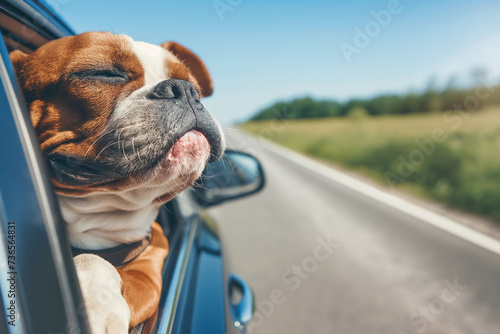 Boxer Dog Enjoying a Sunny Car Ride