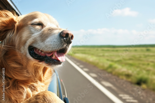 Golden Retriever Enjoying a Car Ride