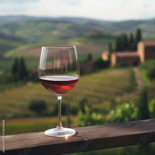 Savoring a Glass of Wine with a Scenic Vineyard View