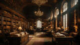 Majestatyczna biblioteka w ciepłych barwach domowego wnętrza