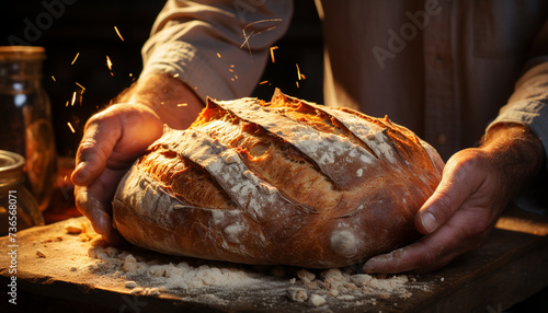 Handmade bread, fresh and healthy, baked with love and care generated by AI