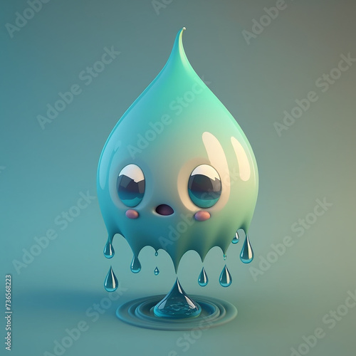 3d water drop character