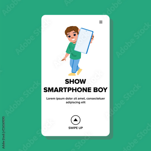 screen show smartphone boy vector
