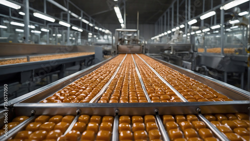 Nowoczesna linia produkcyjna cukierków karmelowych w fabryce