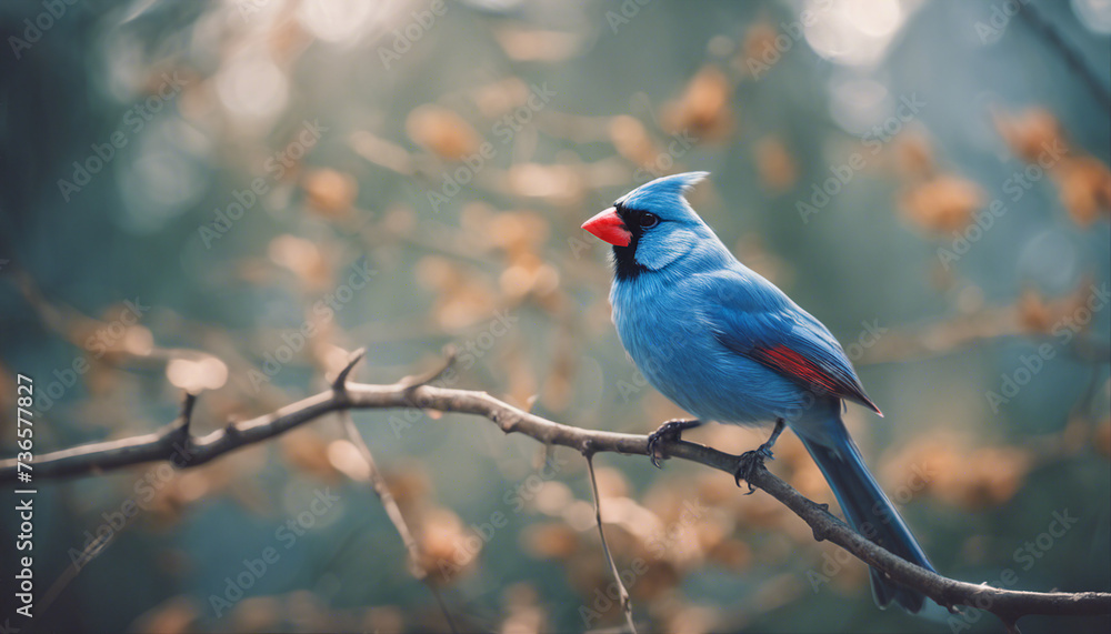 blue cardinal, isolated white background
