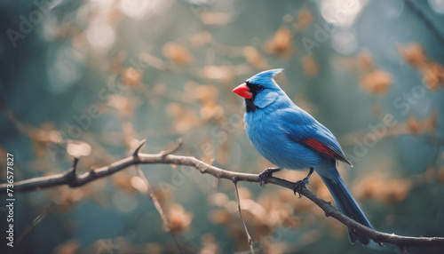 blue cardinal, isolated white background 