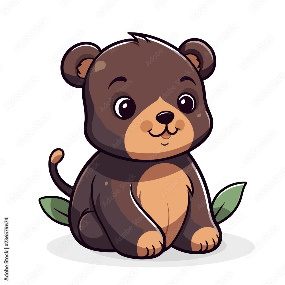 Cute little bear sitting on a white background. Vector illustration. Cute little bear sitting on a white background. Vector illustration.