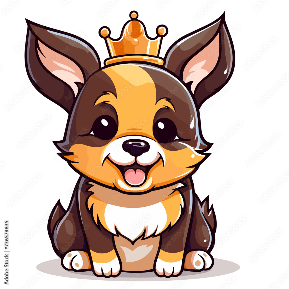 Corgi in a Crown: Flat Vector Illustration Corgi in a Crown: Flat Vector Illustration