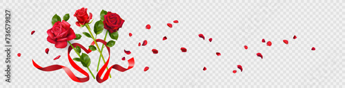 Heart shaped ribbon and roses