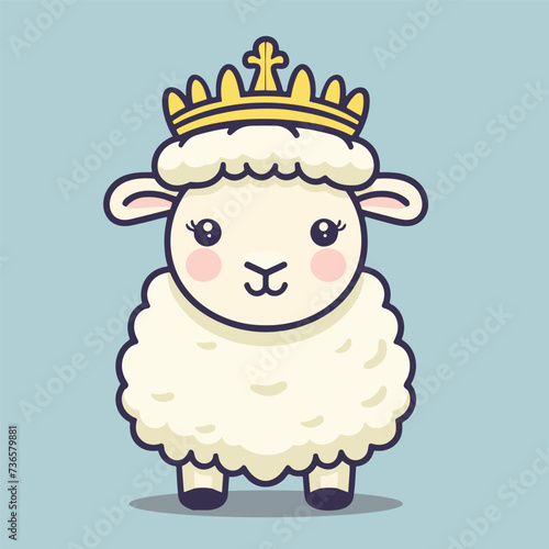 White Sheep Vector Illustration in Flat Design Style: Graphic for Various Applications