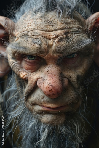 Close-Up of a Troll With Long Hair. Generative AI.