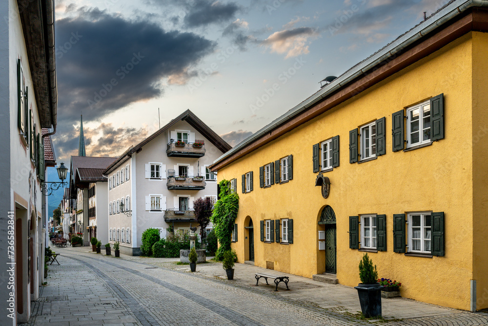 Historic buildings at the old town of Garmisch-Partenkirchen