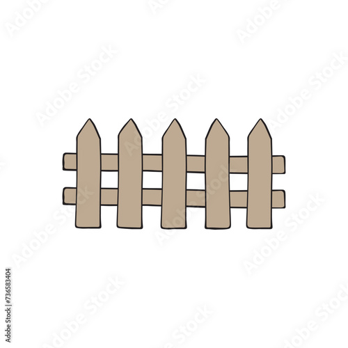 Vector hand drawn doodle sketch colored fence isolated on white background