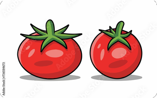 Fresh Garden Tomatoes & Cucumbers Icon Illustration 