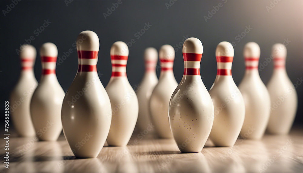 bowling pins, isolated white background 

 - obrazy, fototapety, plakaty 