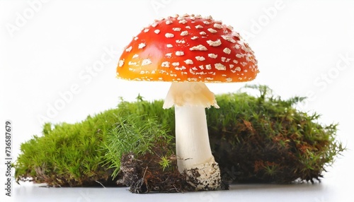 red poison mushroom amanita fly agaric isolated on white