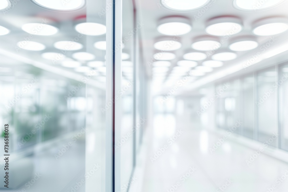 Blurred background of modern office interior, empty open space for design Blurred background of modern office interior, empty open space for design