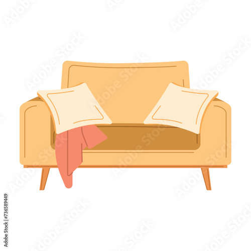 Isolated colored couch sketch icon with pillows Vector illustration