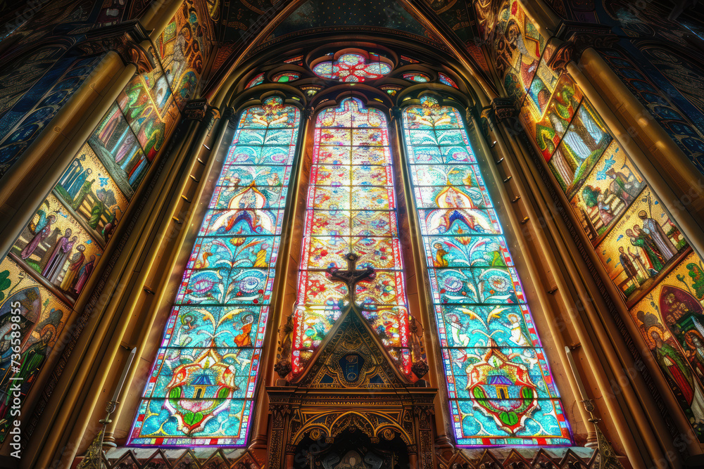 stained glass window,colorful glass window,Stained glass church window
