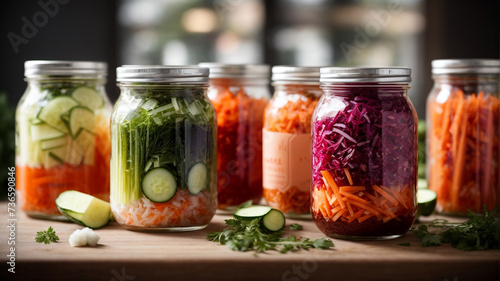 "Culinary Wellness Canvas: Probiotics Food Background with Korean Carrot, Kimchi, and Beet"