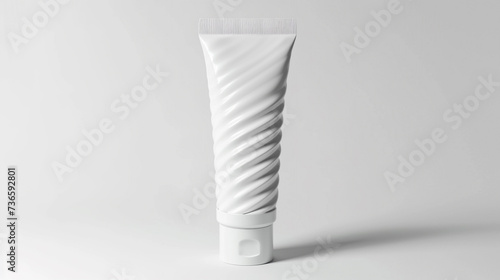 An empty, spiral white hand cream tube presented against a white backdrop for a unique and stylish branding mockup.