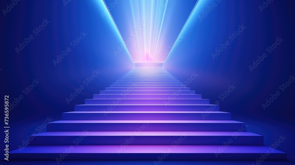 Staircase with light coming from the top. Generative AI. Staircase with light coming from the top. Generative AI.