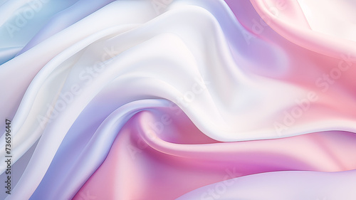 Copy space, soft pastel fabrics, gentle folds, calming purples, pinks, blues.