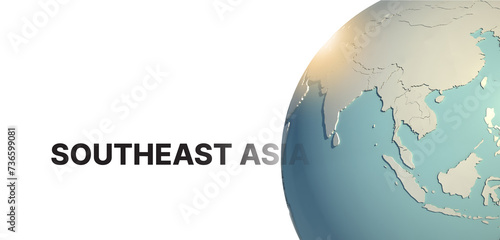 Photography Southeast asia.
3d rendering Globe Background, 3d Model Of Earth.