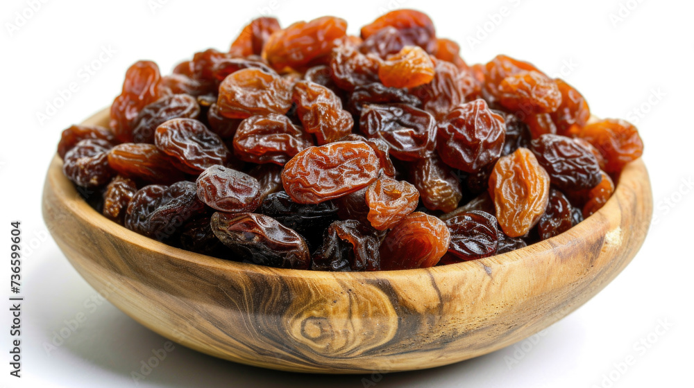 Wooden Bowl with Raisins