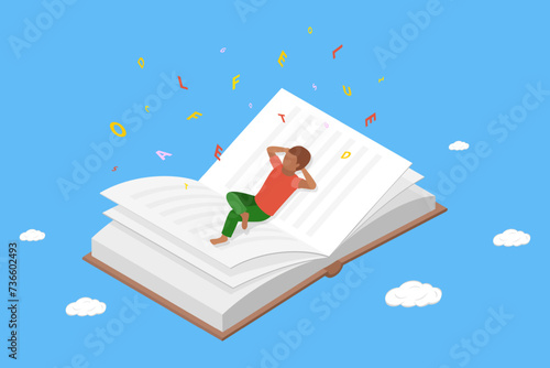 3D Isometric Flat Vector Illustration of Booklover, Learning Wisdom and Exploring New Horizons