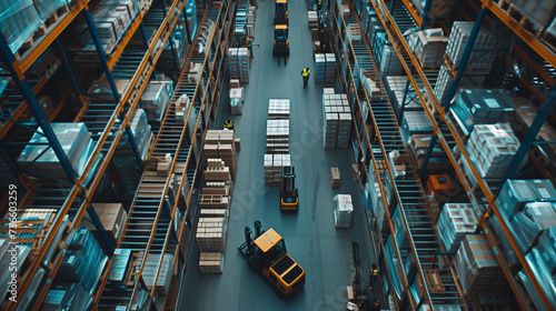 Aerial View of a Modern Automated Warehouse