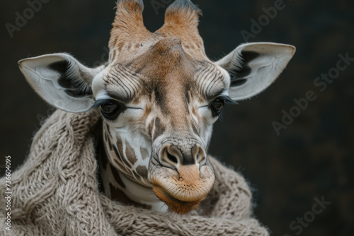 Giraffe Wearing Sweater Close Up © vefimov