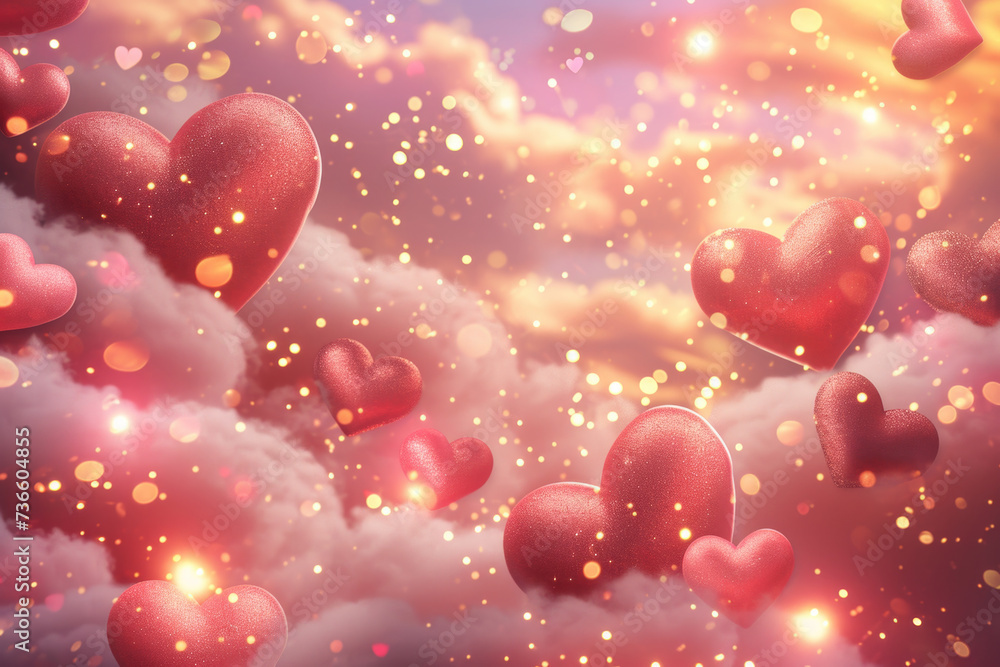 Floating Red Hearts
