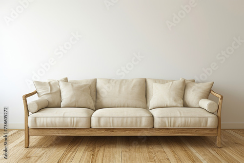 White Couch on Wooden Floor