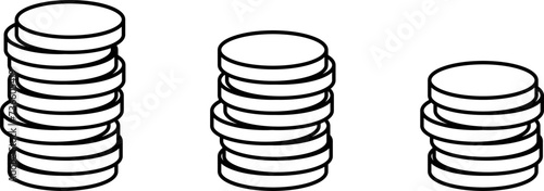 Stack of Gold Coins Icon or Cryptocurrency Token Icon Set. Vector Image.
