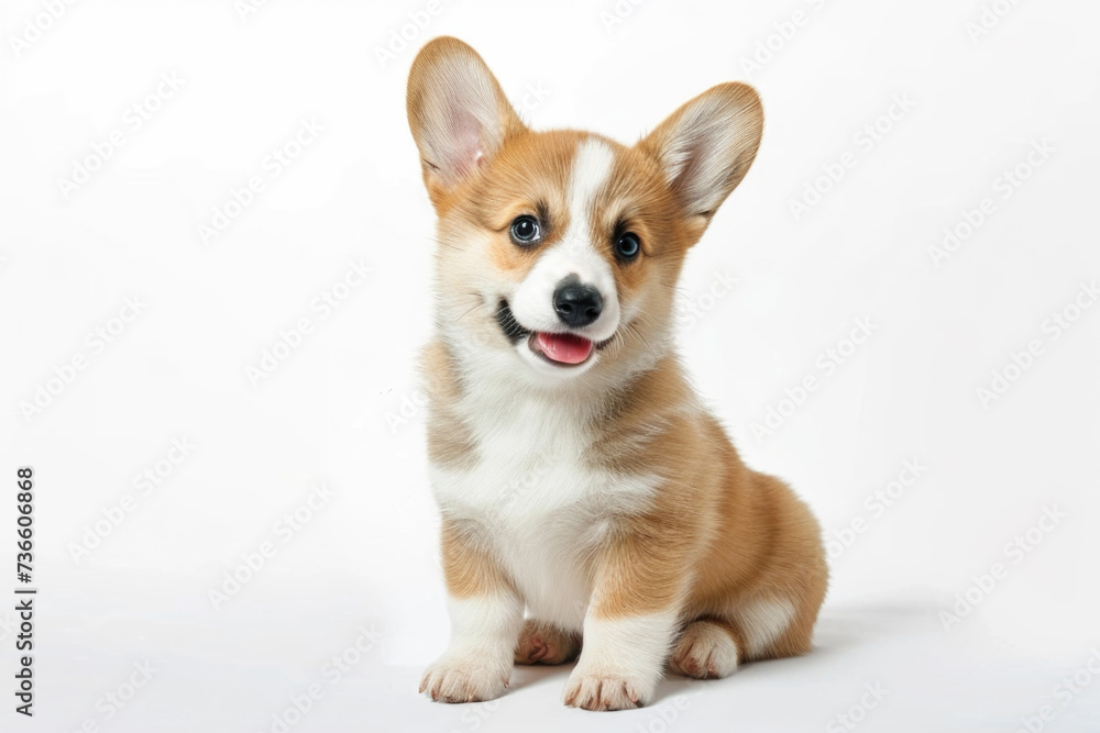 Small Brown and White Dog on White Surface Small Brown and White Dog on White Surface