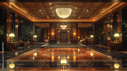 luxury art deco hotel lobby interior design