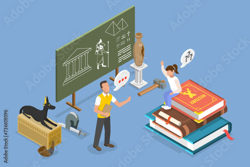 3D Isometric Flat Vector Illustration of History School Subject, School Education