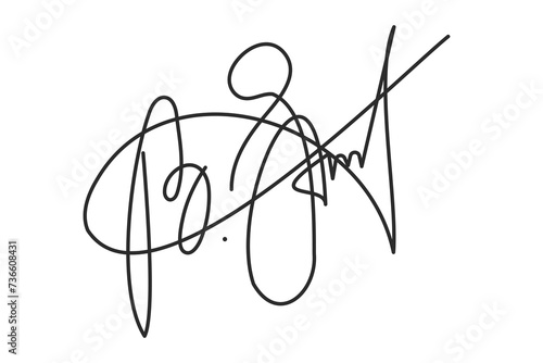 Vector Isolated hand drawn Fake autograph sample on a white background. Editable stroke Signature