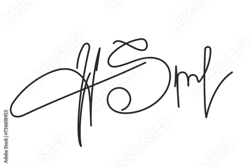 Vector Isolated hand drawn Fake autograph sample on a white background. Editable stroke Signature