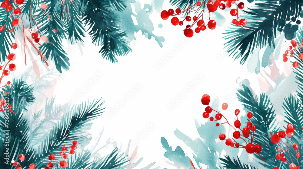 A festive Christmas tree adorned with vibrant red berries. Perfect for holiday decorations and seasonal designs A festive Christmas tree adorned with vibrant red berries. Perfect for holiday decorations and seasonal designs