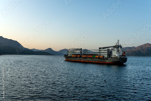 The ship transports wind turbine blades