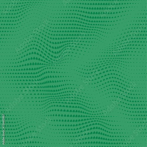 Clover Tiny 3 Leaf Pattern Wavy Vector Seamless on Green