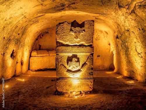 the catacombs of Beit Shearim, an ancient jewish necropolis in Israel, old cave in the town