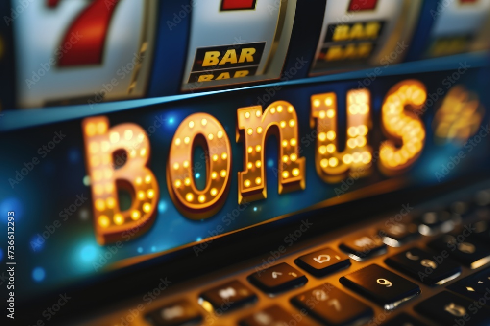 Winning and bonus concept, , banner and wallpaper for bonus and win, prize, triumph of victory, joy of achieving what you want, gambling theme, casino, online games. - obrazy, fototapety, plakaty 
