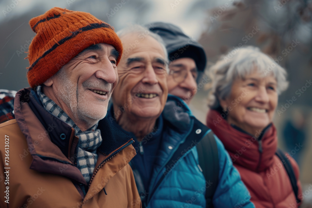 A group of older individuals standing next to each other. This picture can be used to depict unity, community, friendship, or teamwork. Suitable for various projects and designs A group of older individuals standing next to each other. This picture can be used to depict unity, community, friendship, or teamwork. Suitable for various projects and designs