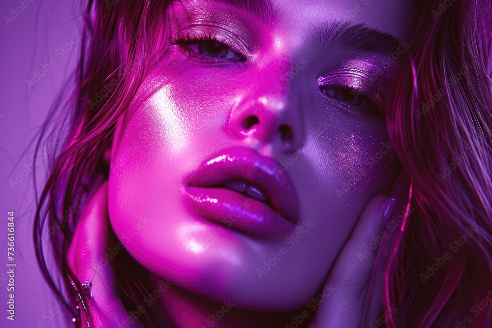 Close-up of Woman with Purple Makeup Close-up of Woman with Purple Makeup
