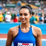 Retrato atleta corredora de pista sonriendo