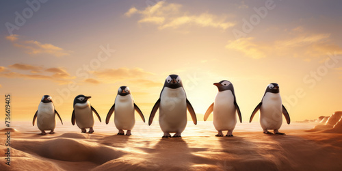 penguins on the beach, generative AI photo