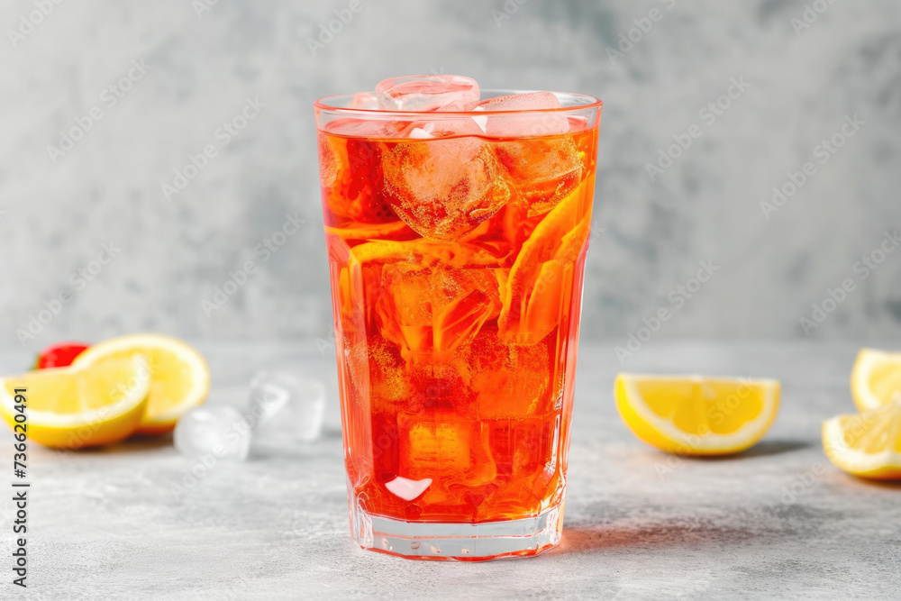 Refreshing Glass of Orange Juice with Ice and Lemon Slices Refreshing Glass of Orange Juice with Ice and Lemon Slices
